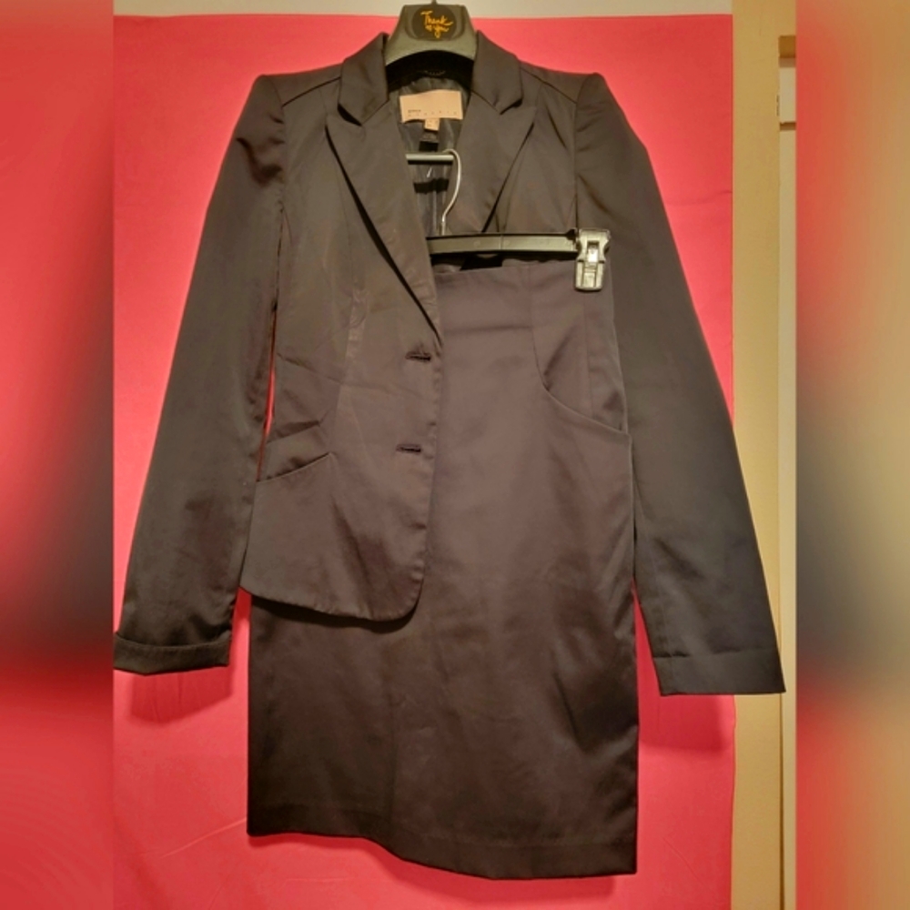 Mango, 2 PCS Satin Coat and Skirt European style)  Set Size; 6